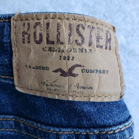 Hollister Womens Size 5R W27 L32 Jeans Blue Denim Dark Wash 5 Pockets Ripped - Picture 3 of 14